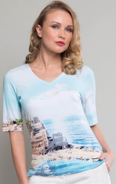 Passioni 3/4-Arm-Shirt mit Strand-Aquarelldesign günstig online kaufen