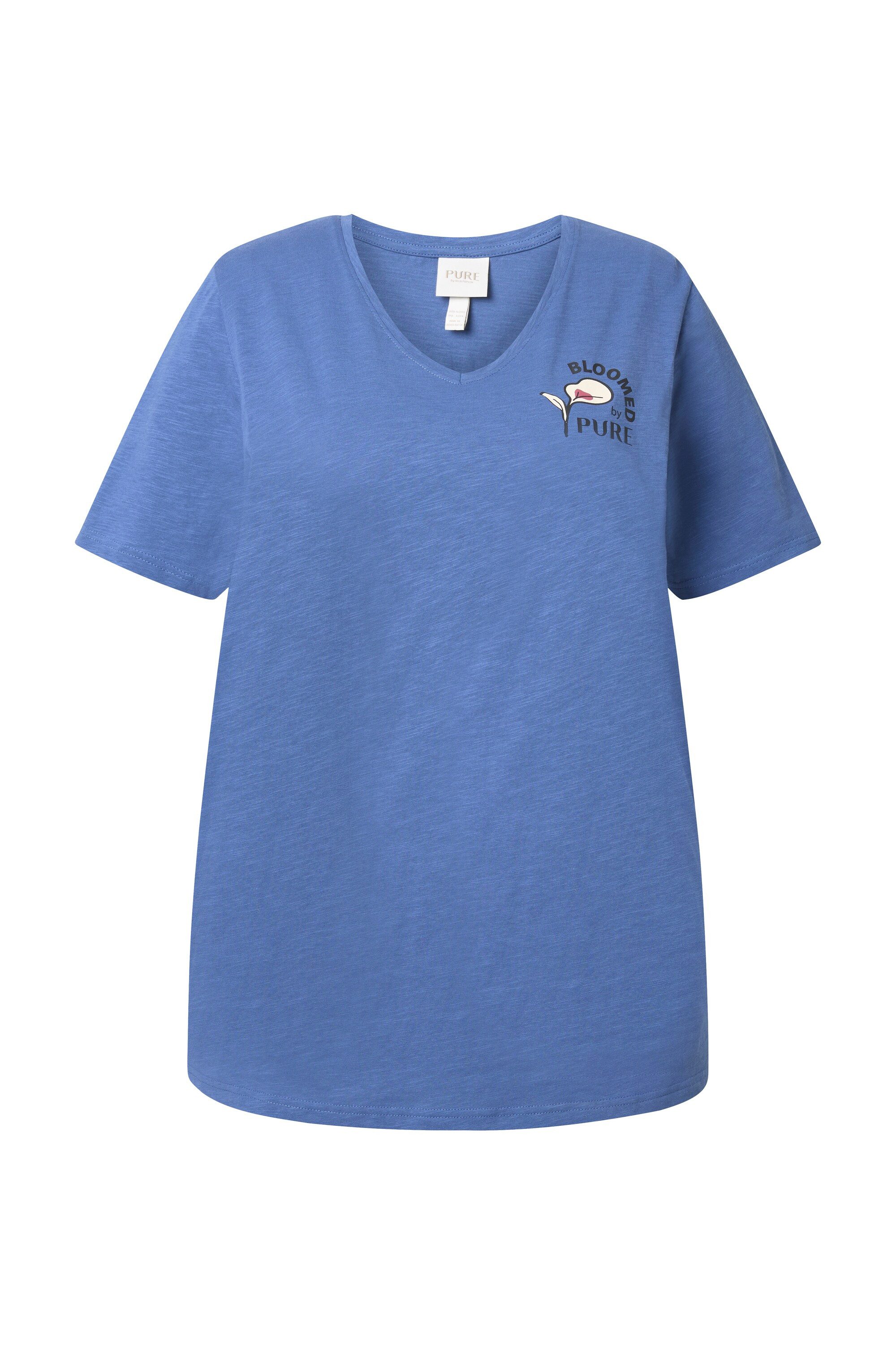 Ulla Popken T-Shirt T-Shirt Blüte V-Ausschnitt günstig online kaufen
