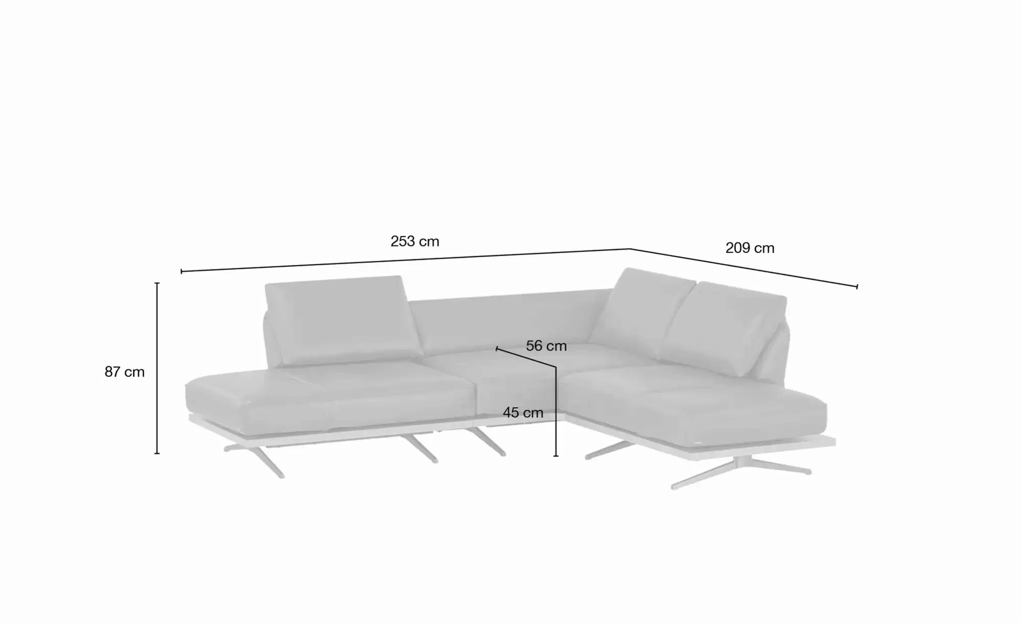 KOINOR Ecksofa  Phoenix ¦ rot ¦ Maße (cm): B: 253 H: 87 T: 209.0 Polstermöb günstig online kaufen