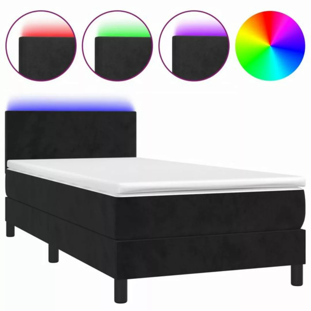 vidaXL Boxspringbett Boxspringbett mit Matratze LED Schwarz 100x200 cm Samt günstig online kaufen