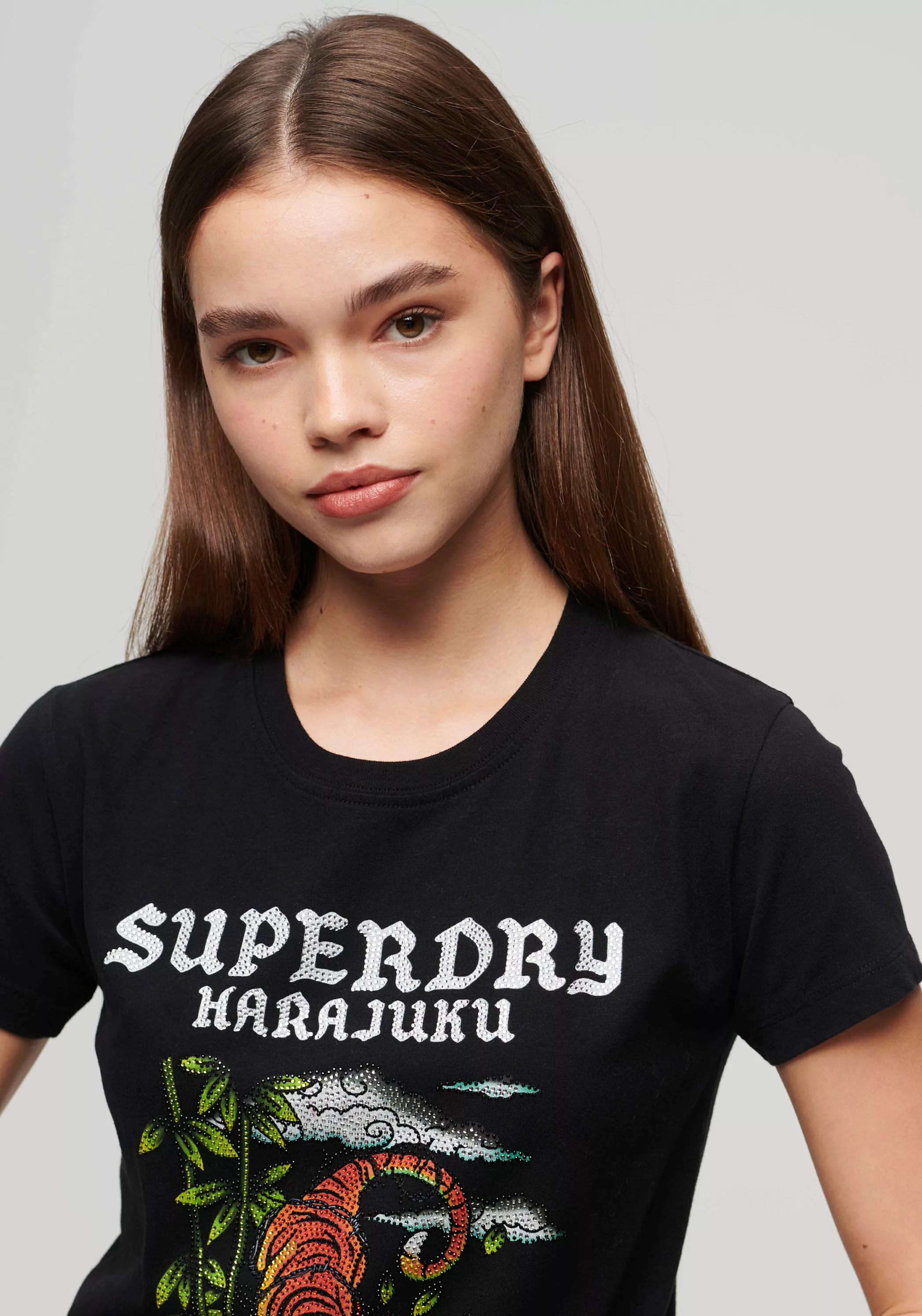 Superdry Kurzarmshirt TATTOO RHINESTONE FITTED TEE günstig online kaufen