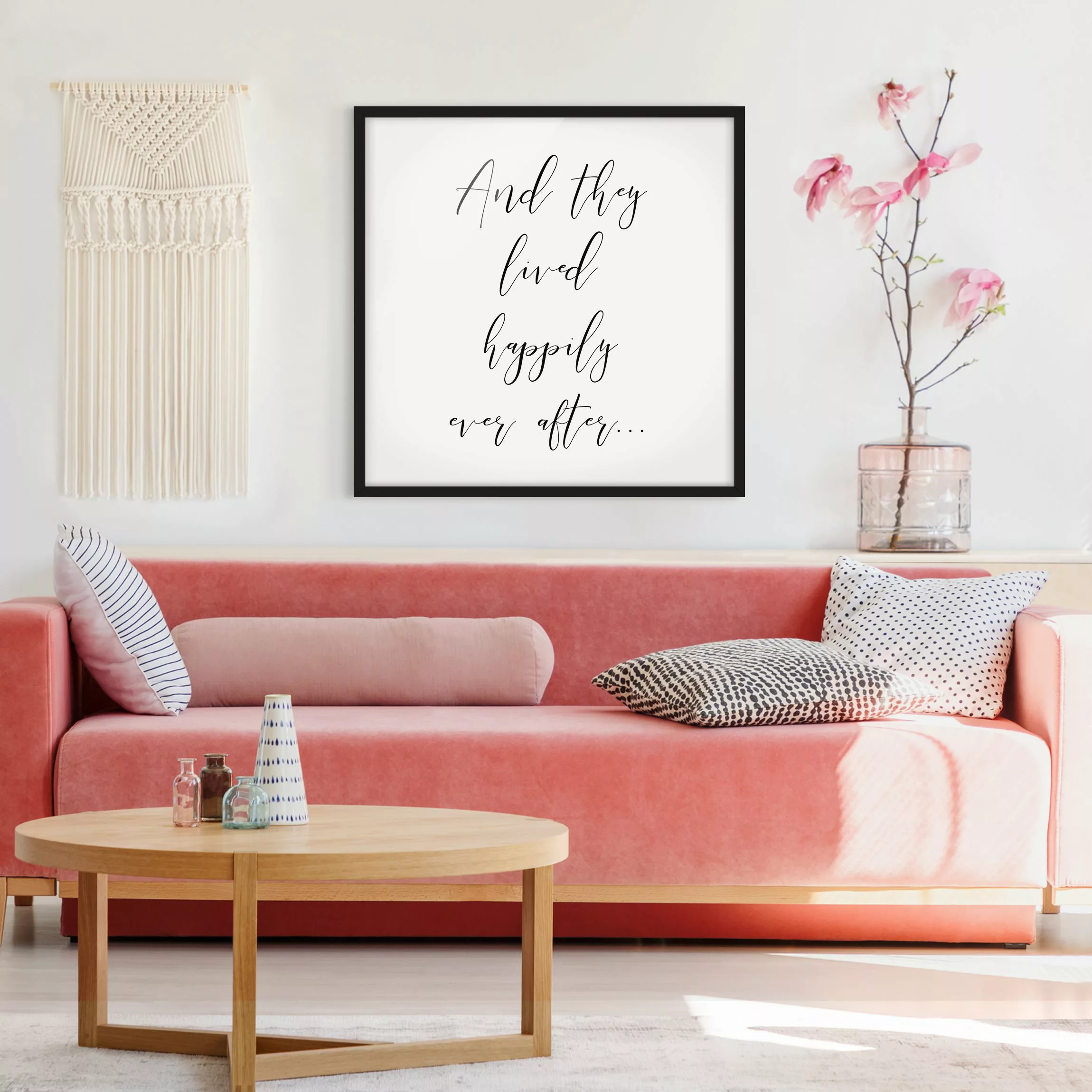 Bild mit Rahmen Spruch - Quadrat And they lived happily ever after günstig online kaufen