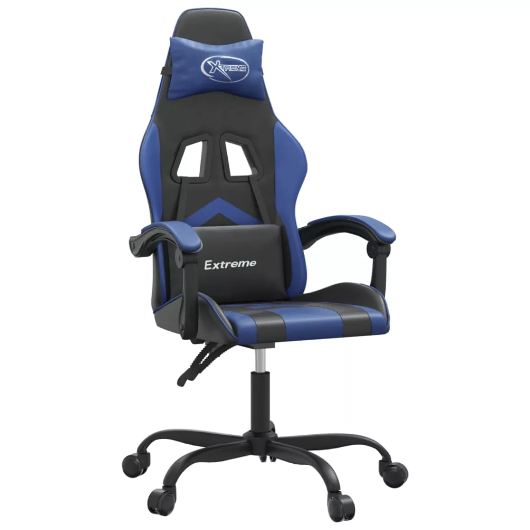 Vidaxl Gaming-stuhl Drehbar Schwarz Und Blau Kunstleder günstig online kaufen