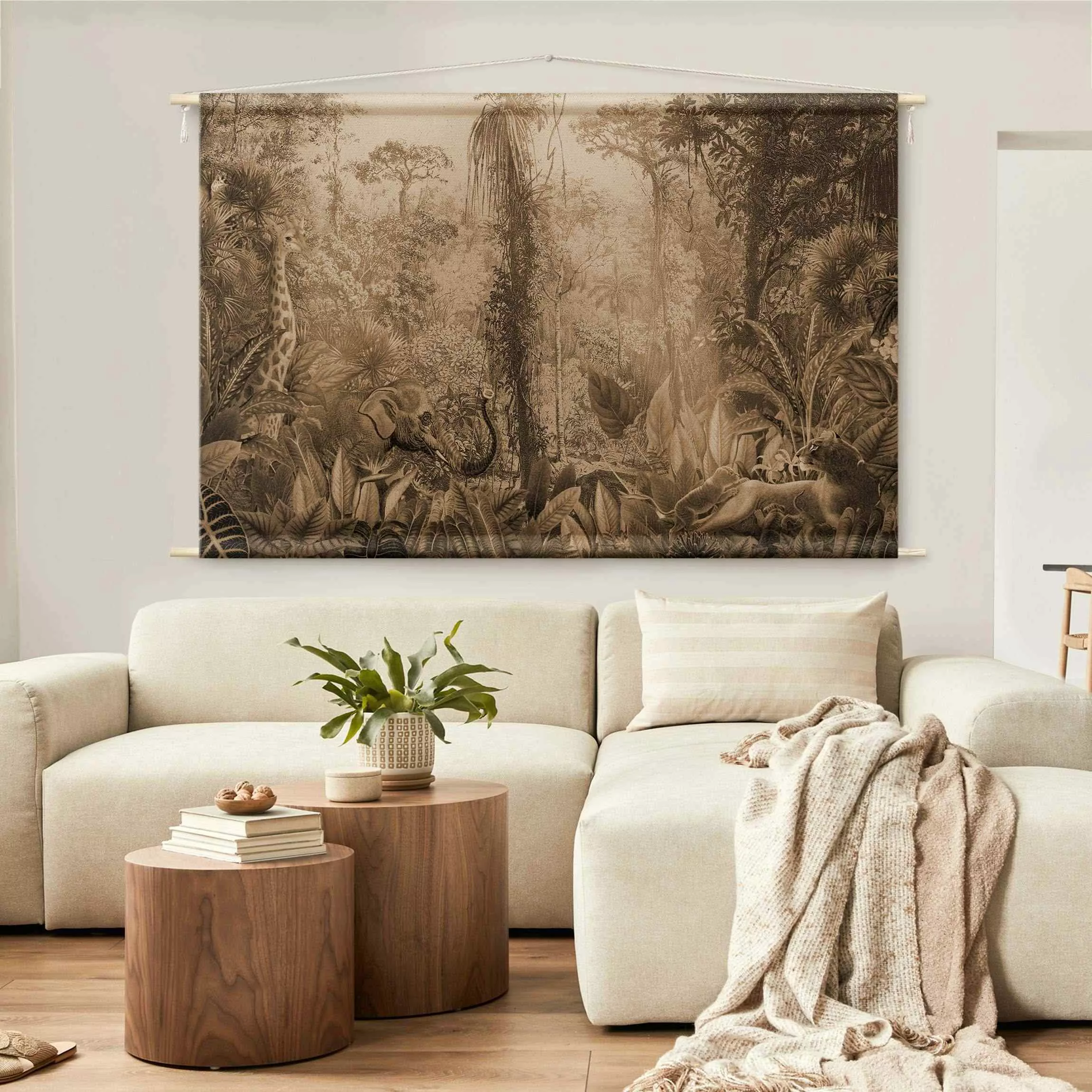 Wandteppich Antiker Dschungel Sepia günstig online kaufen