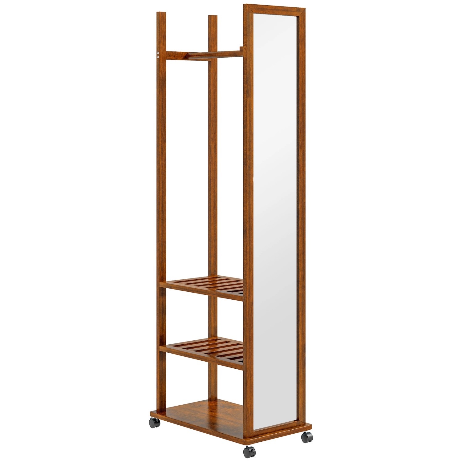 HOMCOM Standspiegel mit Rollen Ständer 3 Ebenen 24,8 x 153,8 cm Garderobe W günstig online kaufen