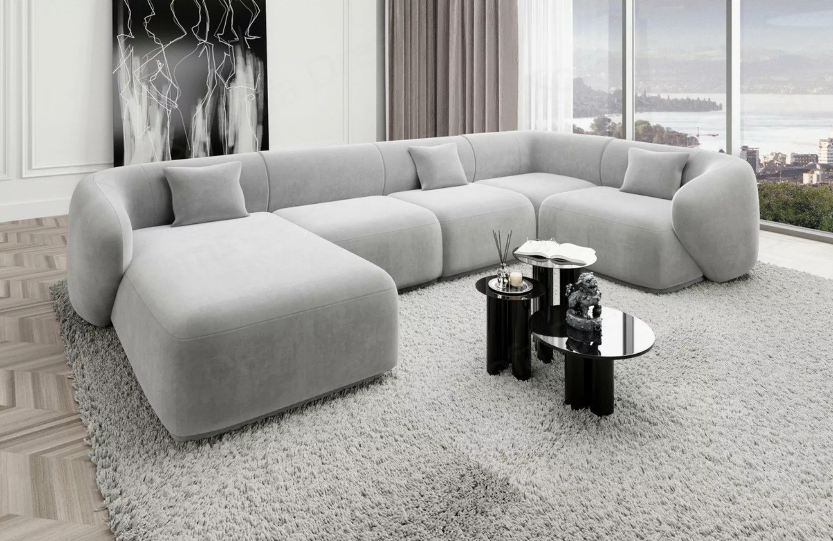 Sofa Dreams Wohnlandschaft Designer Stoff Sofa Marbella U Form Samtstoff St günstig online kaufen