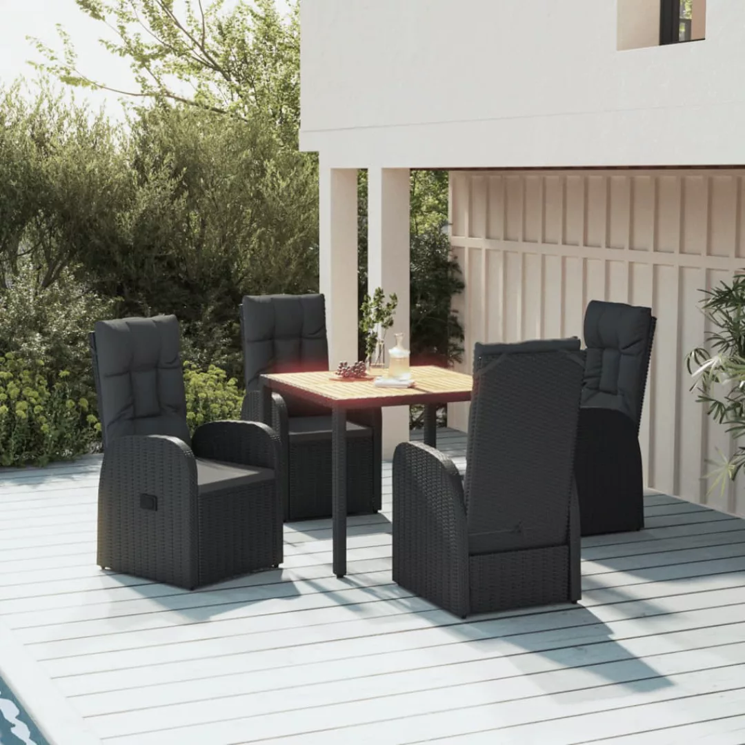 Vidaxl 5-tlg. Garten-essgruppe Mit Kissen Grau Poly Rattan günstig online kaufen