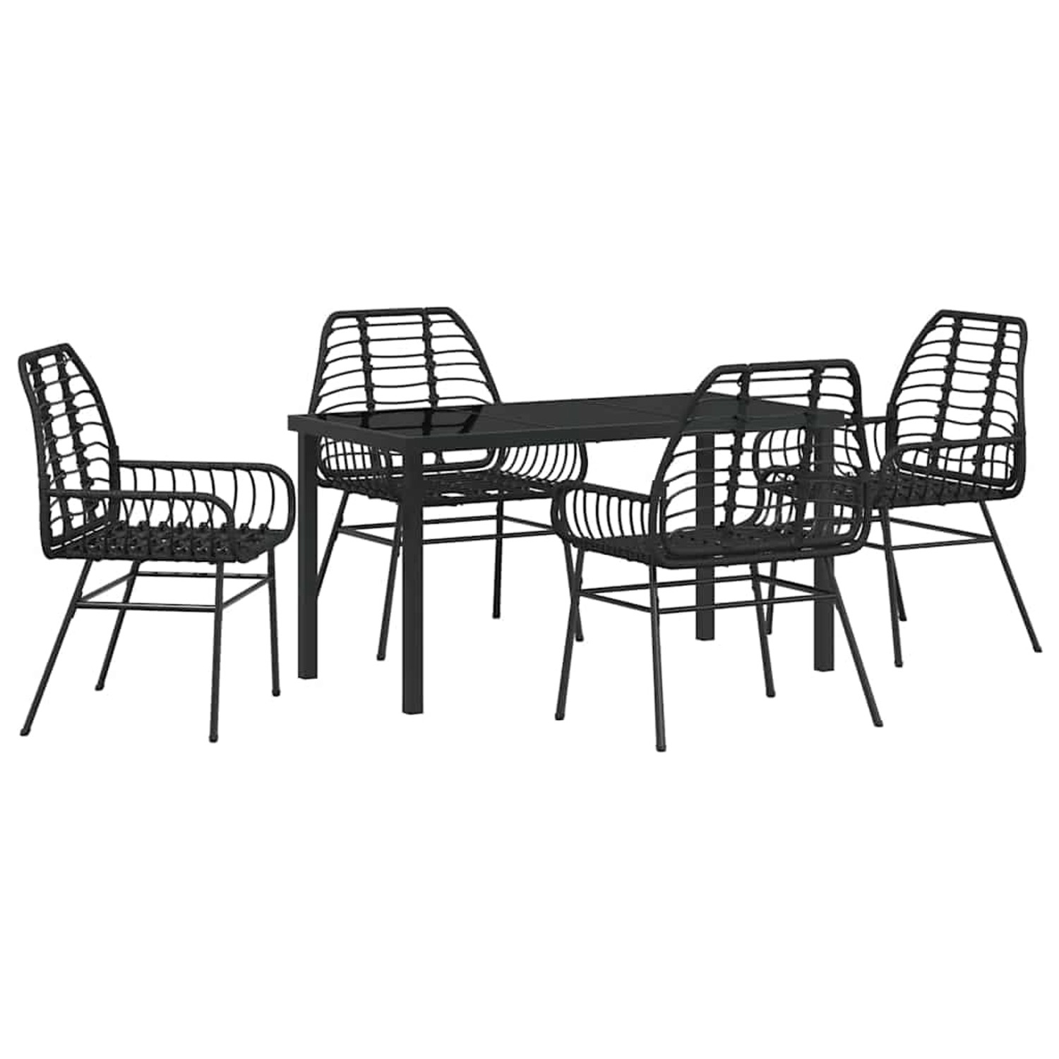 vidaXL Garten Essgruppe 5-Tlg Schwarz Poly Rattan 3380843 günstig online kaufen