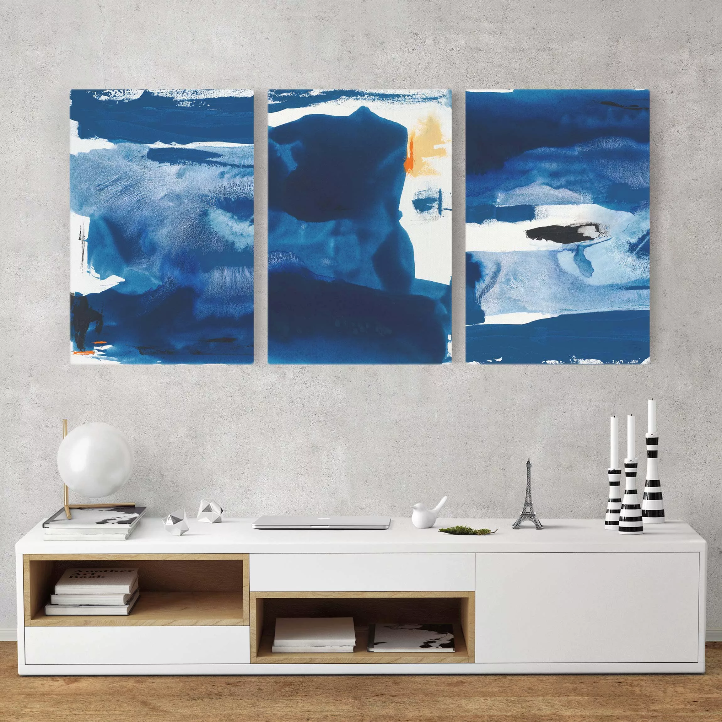3-teiliges Leinwandbild Abstrakt - Hochformat Tag am Meer Set I günstig online kaufen