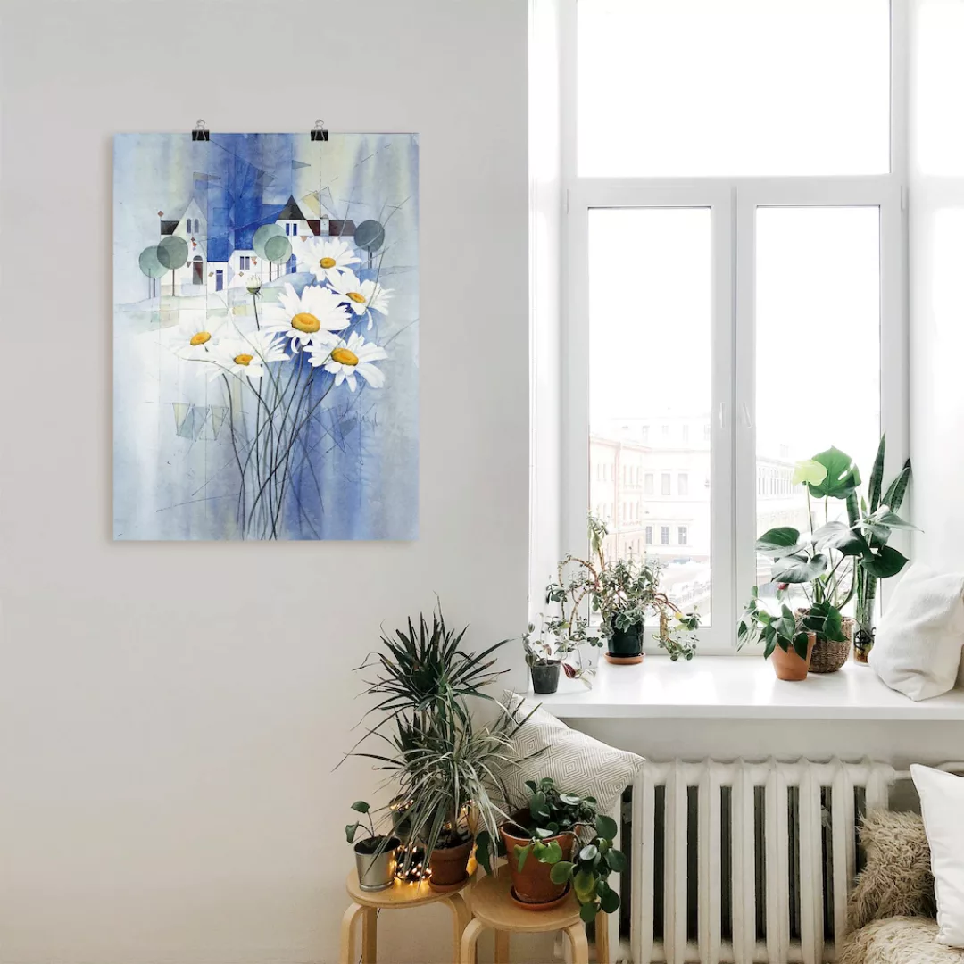 Artland Poster »Ansicht mit Margeriten«, Blumen, (1 St.), als Leinwandbild, günstig online kaufen