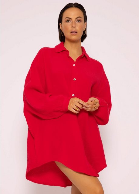 SASSYCLASSY Longbluse Oversize Musselin Bluse Damen Langarm Elegant Hemdblu günstig online kaufen