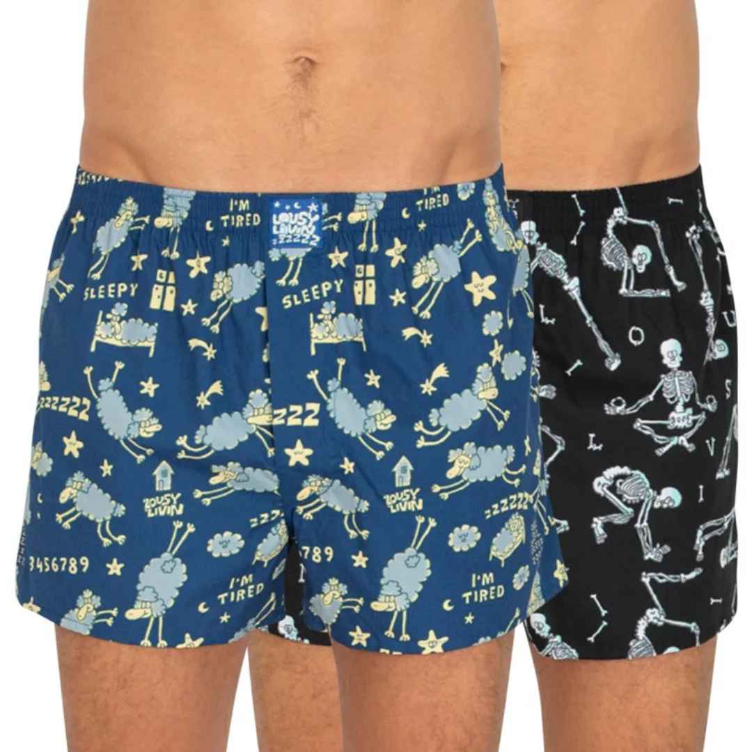 Lousy Livin 2-er Set Boxershorts Blau & Schwarz mit Motiv günstig online kaufen