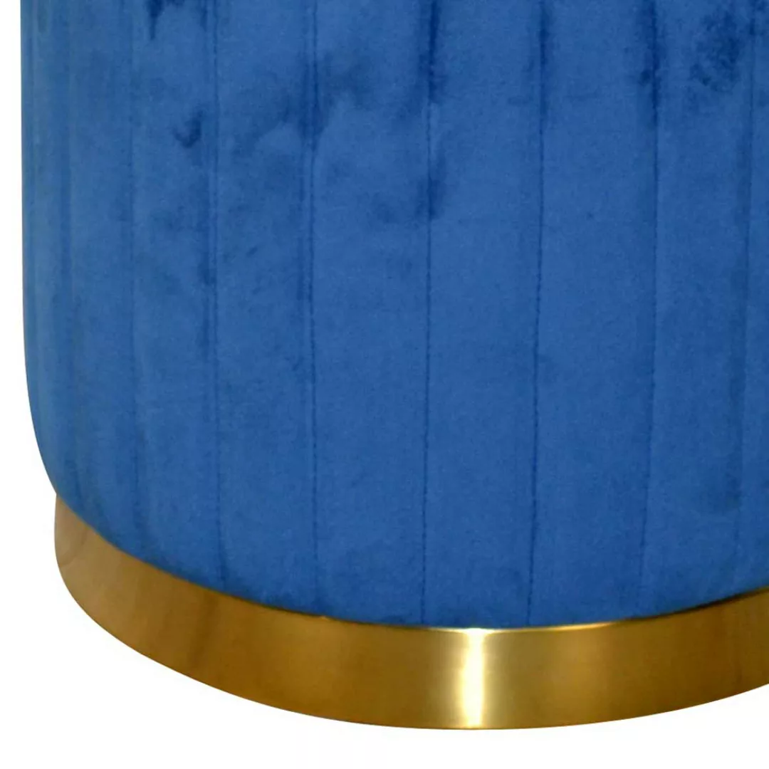 Retro Samt Sitzhocker in Blau und Goldfarben 35 cm breit günstig online kaufen