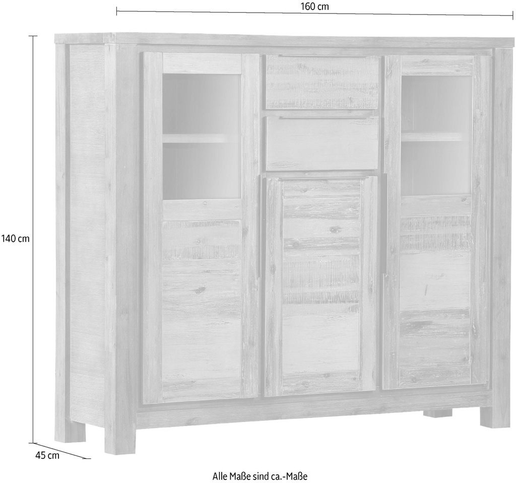 Gutmann Factory Highboard "Tulsa", Vitrine, Höhe 140 cm günstig online kaufen