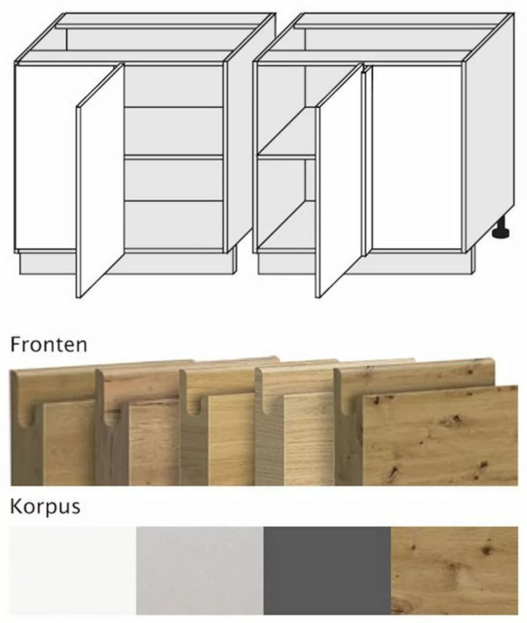 Feldmann-Wohnen Eckschrank Arezzo (1-St) 90cm Front-, Korpusfarbe & Ausführ günstig online kaufen