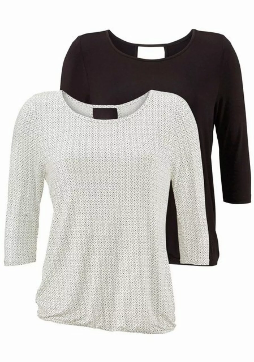 LASCANA 3/4-Arm-Shirt mit modischem Cut-out (2er-Pack) aus weichem Viskose- günstig online kaufen