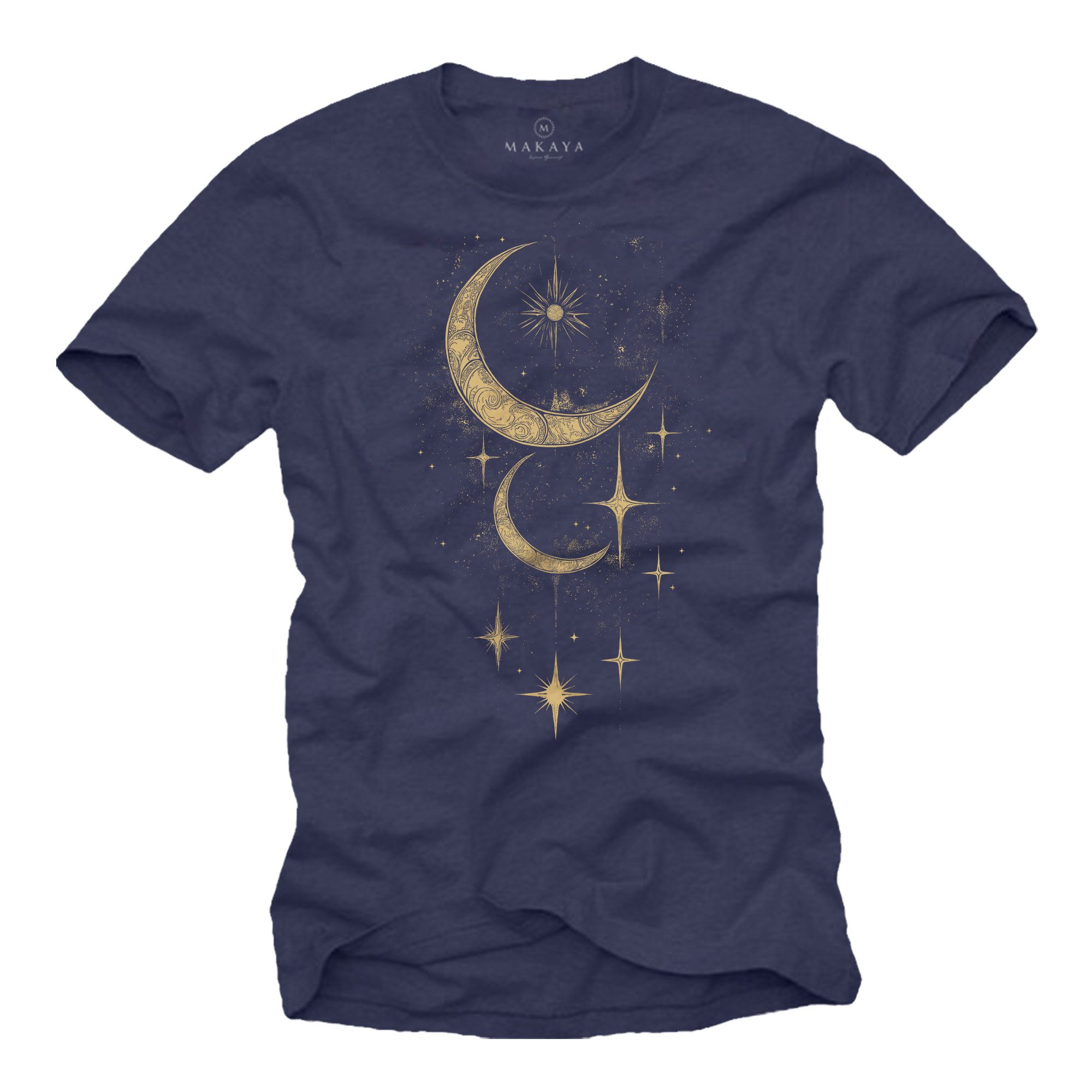 MAKAYA Kurzarmshirt Herren Sonne Mond Sterne günstig online kaufen