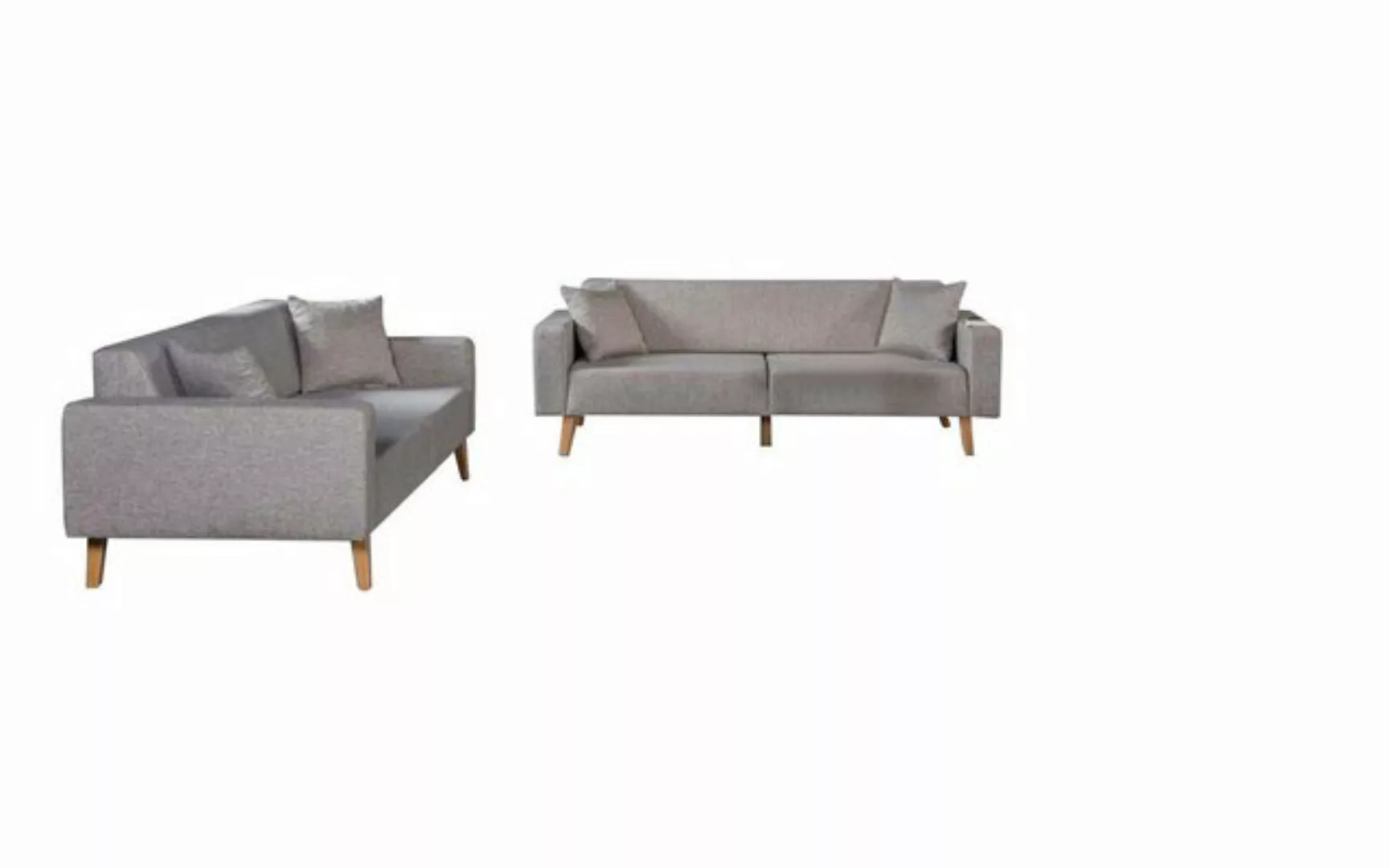 JVmoebel Sofa Graue Moderne Sofagarnitur 3+3+1 SItzer Set Luxus Holz Couche günstig online kaufen