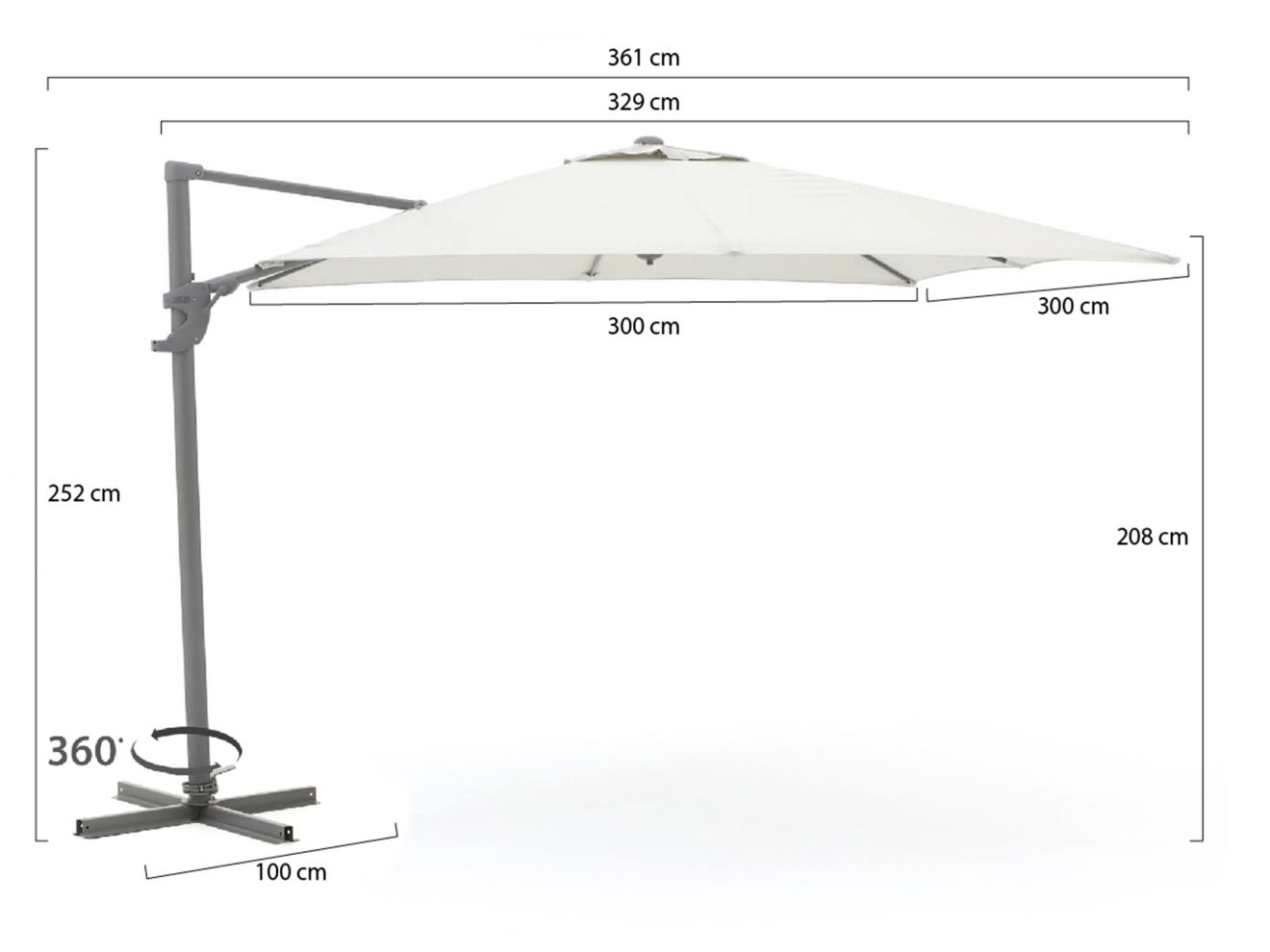 Shadowline Francisco Ampelschirm 300x300 cm günstig online kaufen