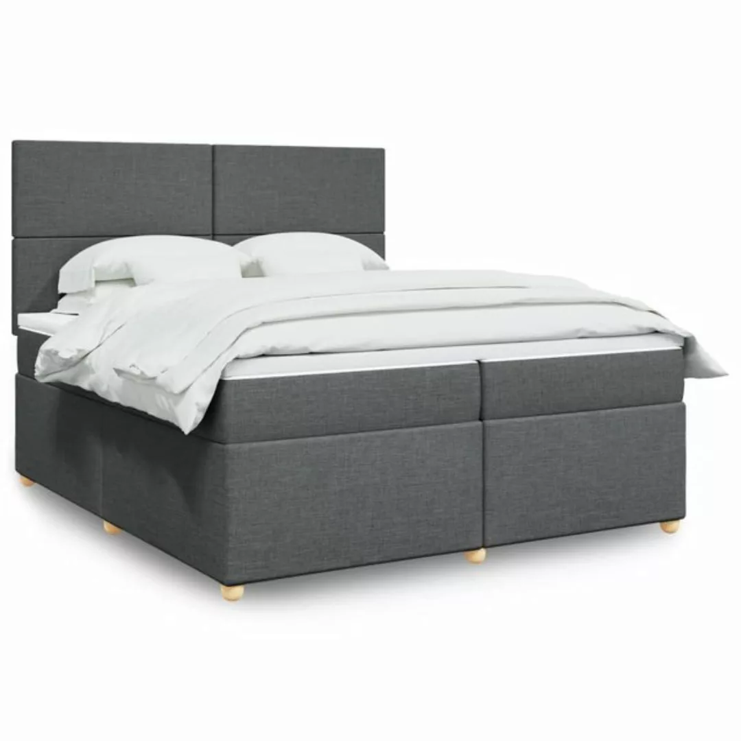 vidaXL Boxspringbett, Boxspringbett mit Matratze Dunkelgrau 200x200 cm Stof günstig online kaufen