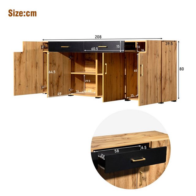 Odikalo TV-Schrank Sideboard, Küchenschrank, Lagerschrank, Kommode, 4 Türen günstig online kaufen