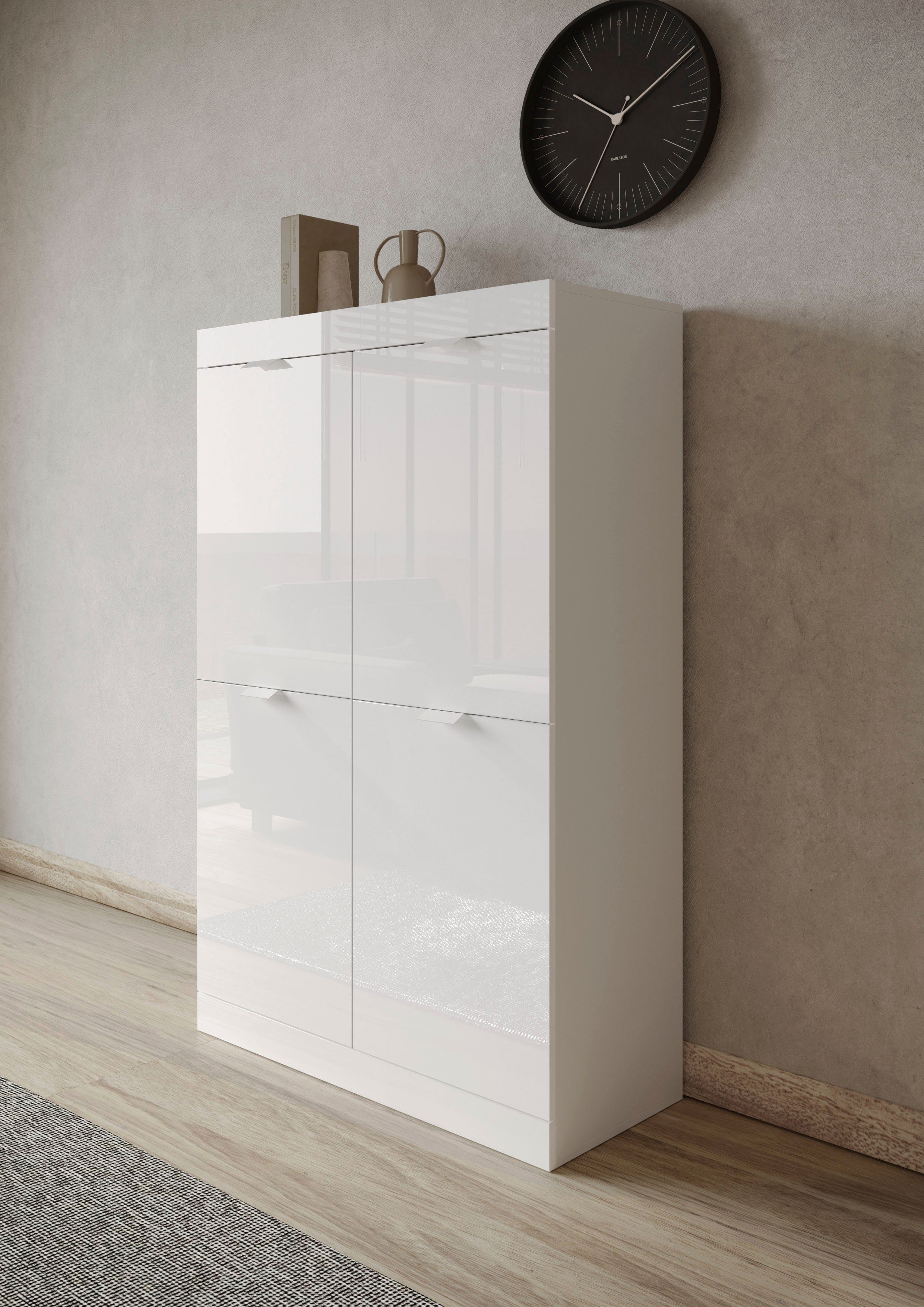 INOSIGN Highboard "Slim", Breite 91 cm, weiß Hochglanz Lack günstig online kaufen