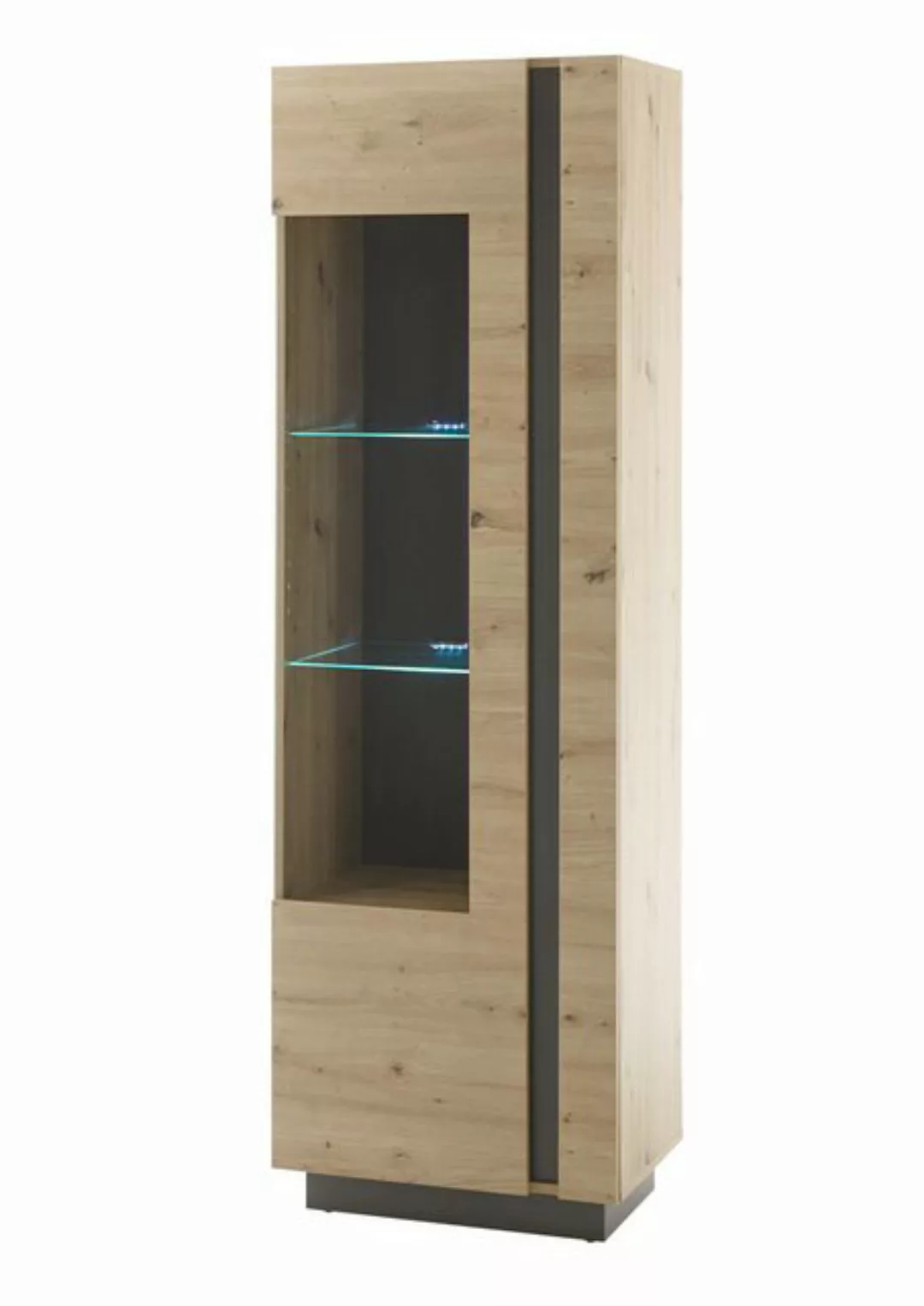 Furn.Design Stauraumvitrine Louna (Vitrinenschrank Eiche Artisan und grau, günstig online kaufen