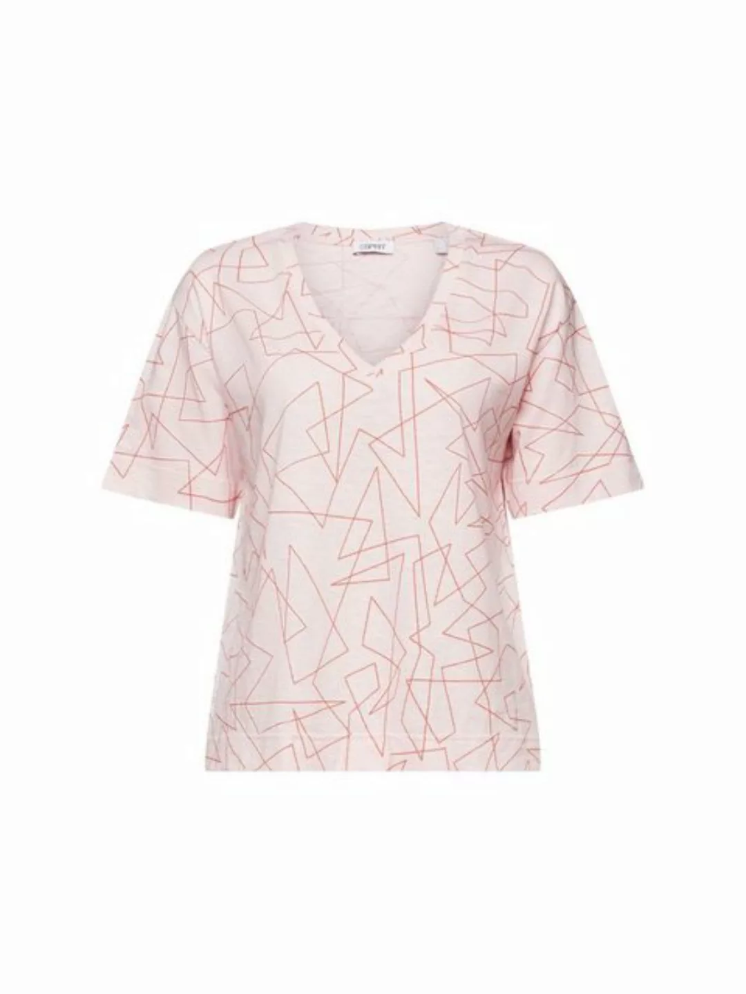 Esprit T-Shirt Baumwoll-T-Shirt mit V-Ausschnitt und Print (1-tlg) günstig online kaufen