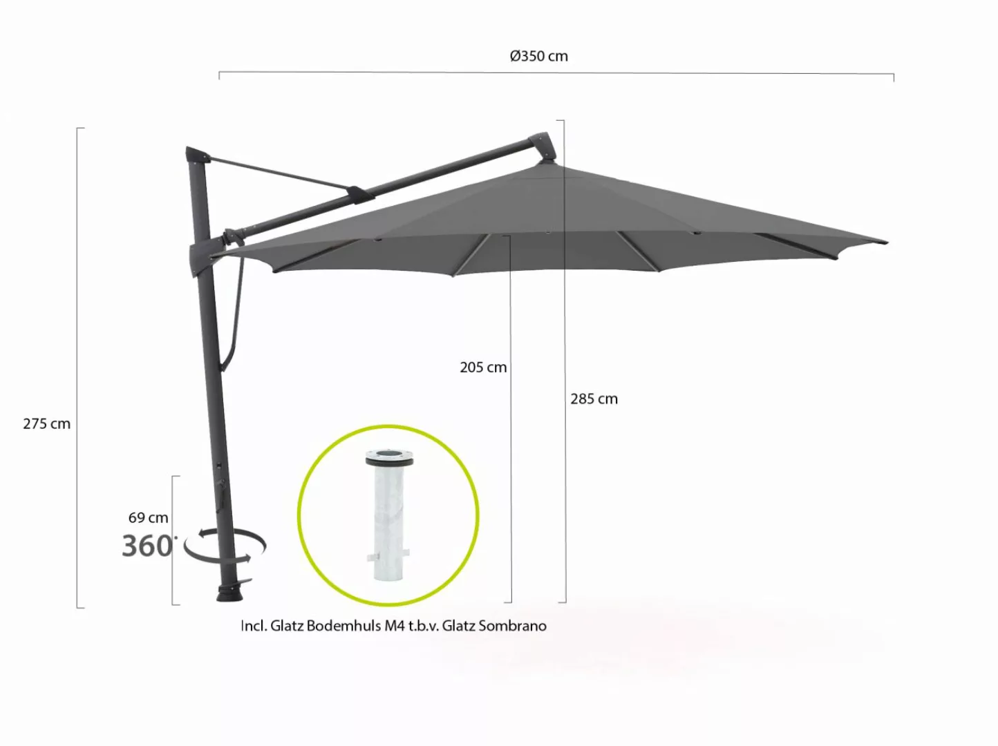 Glatz Sombrano S+ Easy Ampelschirm ø 350cm günstig online kaufen