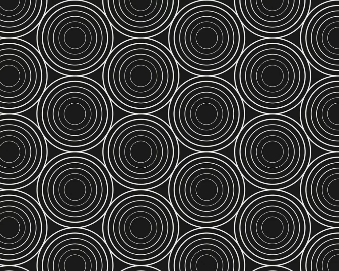 Fototapete "Kreise schwarz" 6,00x2,50 m / Glattvlies Perlmutt günstig online kaufen