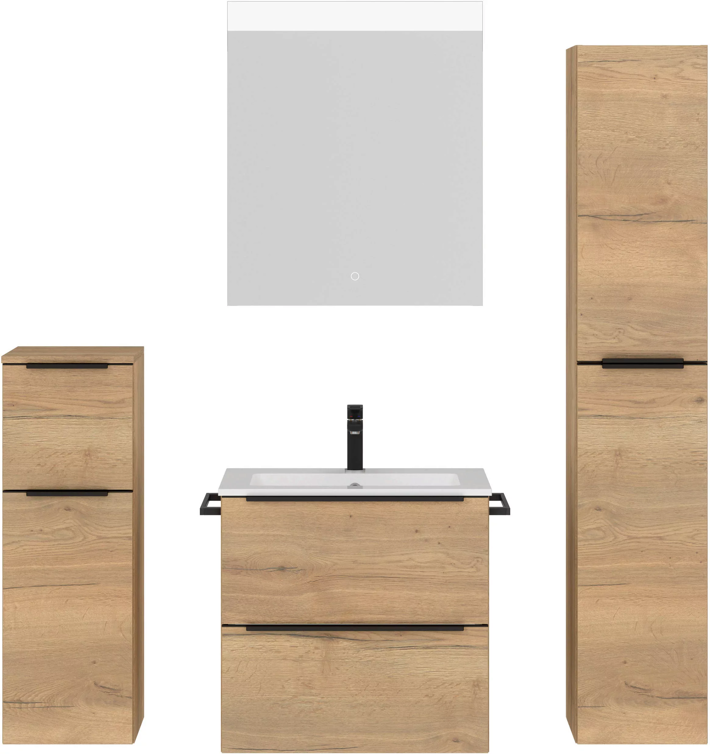 nobilia® Badmöbel-Set Levere, (4-St., vormontiert, mit günstig online kaufen
