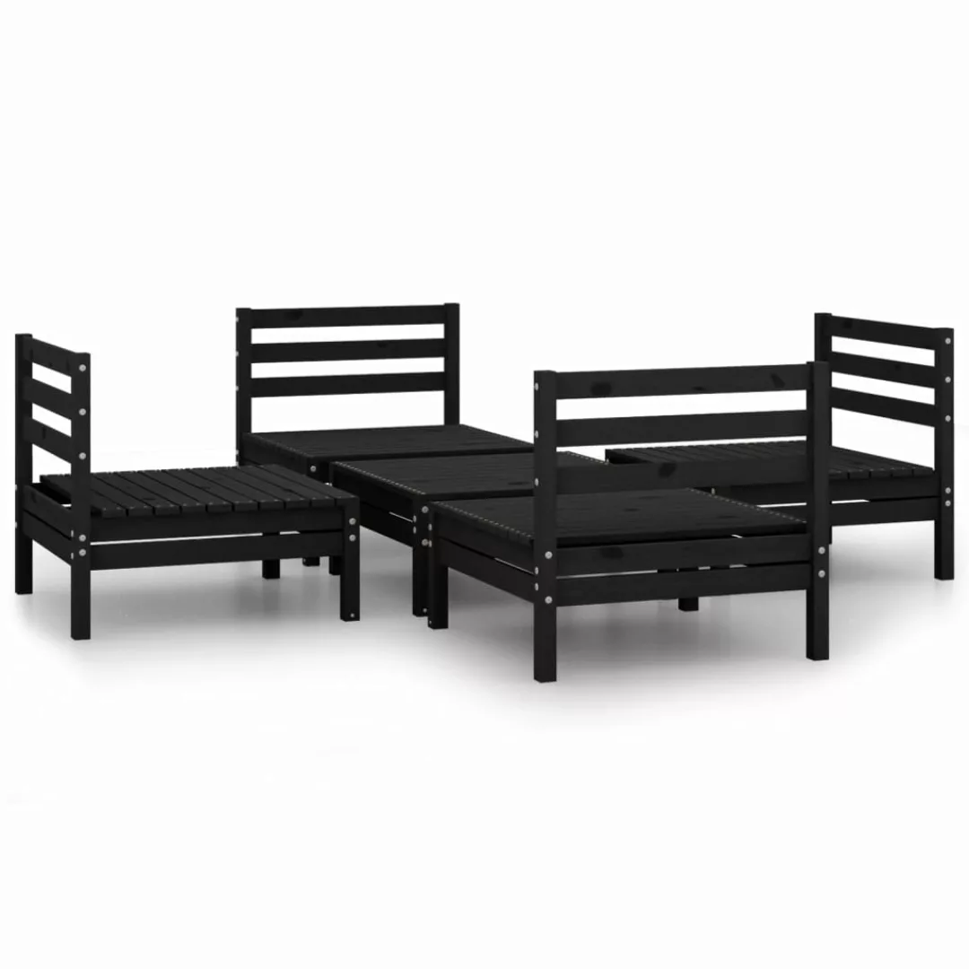 5-tlg. Garten-lounge-set Schwarz Massivholz Kiefer günstig online kaufen