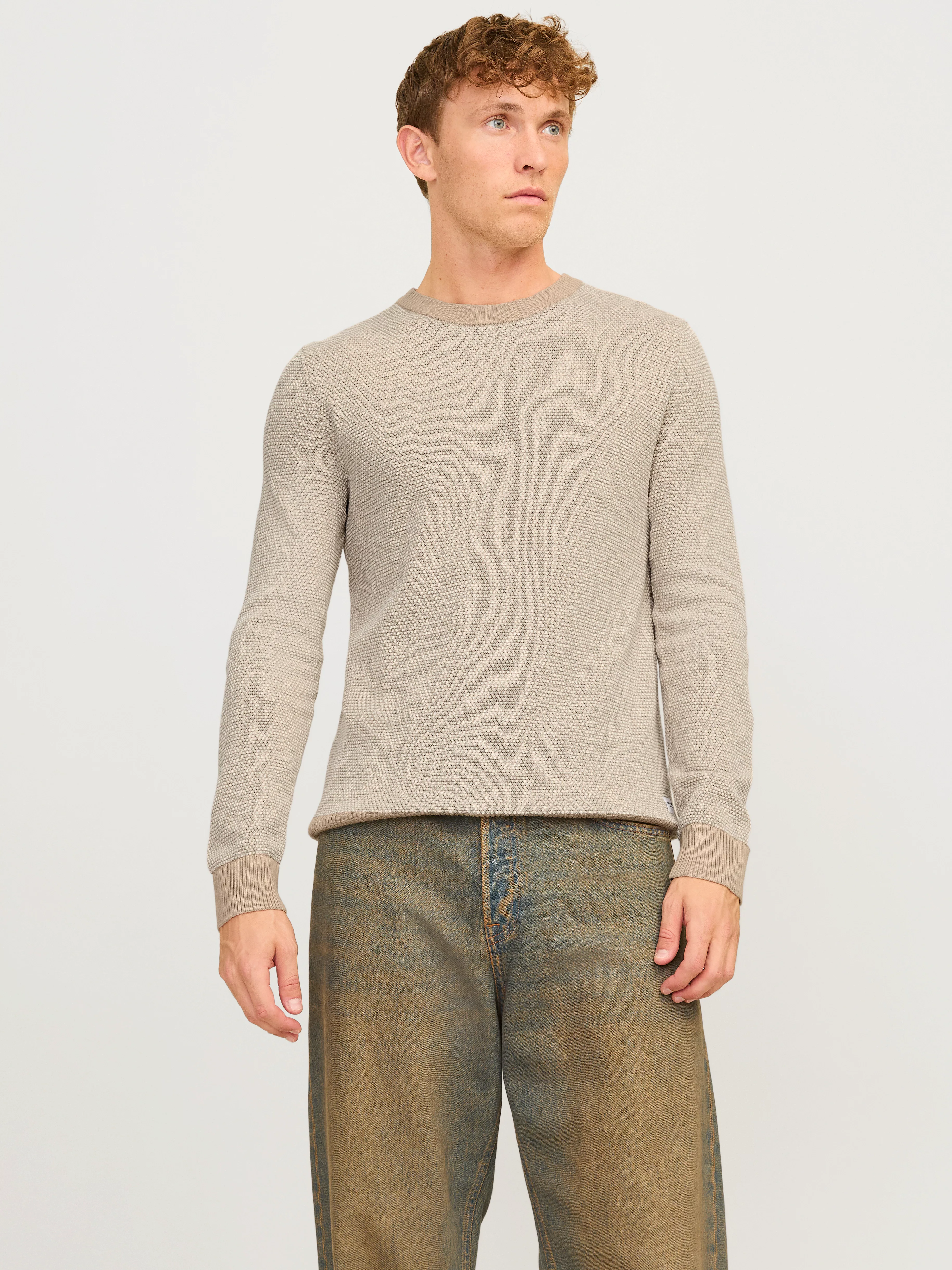 Jack & Jones Rundhalspullover JJEGLOBE KNIT CREW NECK NOOS in Strick Optik günstig online kaufen