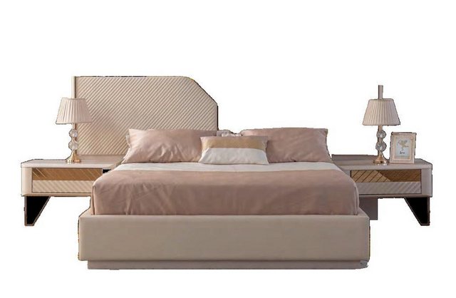 JVmoebel Bett Stilvolles Schlafzimmer Set Doppelbett Holz Nachttische Desig günstig online kaufen