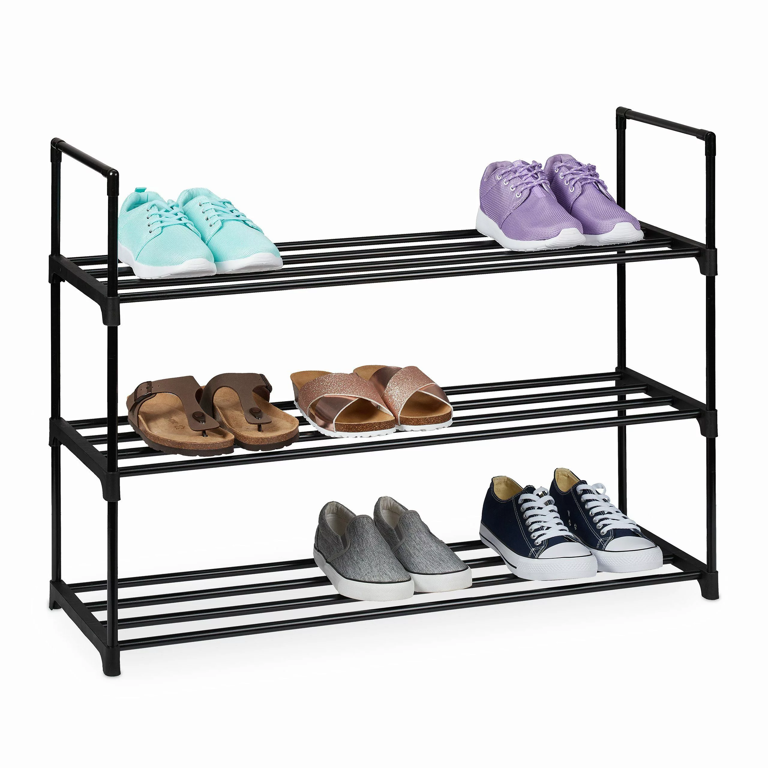 relaxdays Schuhregal Schwarzes Schuhregal aus Metall, günstig online kaufen