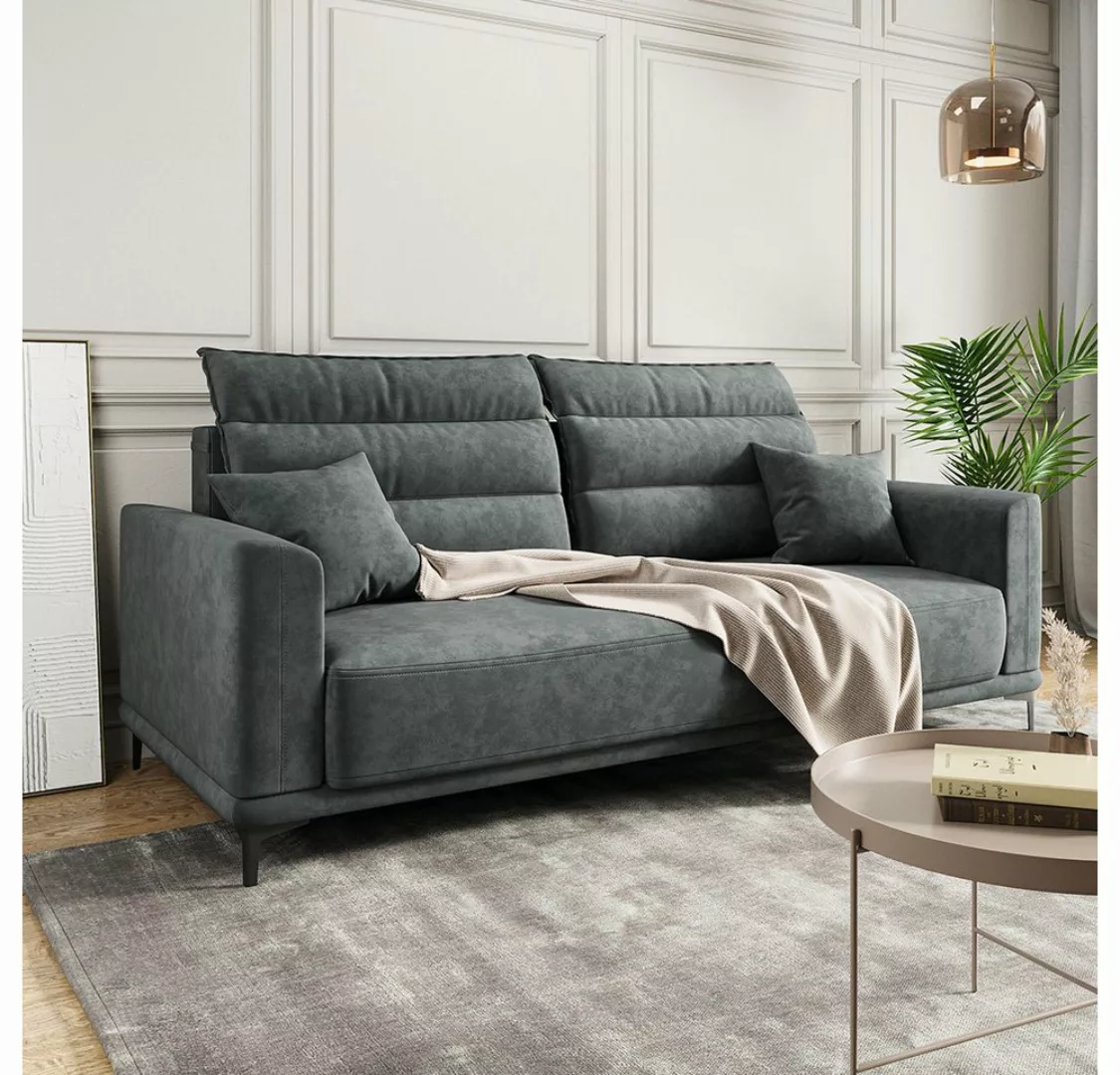 VitaliSpa® Sofa Schlafsofa Gästesofa CAPRIOLI 236x100cm Anthrazit, Bettkast günstig online kaufen