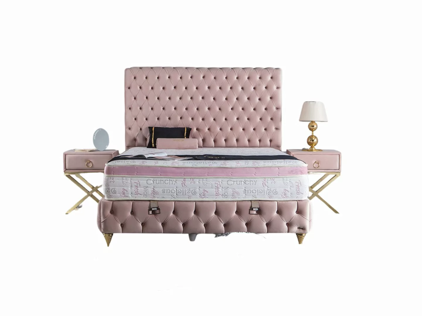 Villa Möbel Polsterbett ROSA DIAMANT (Bett Set, 4-tlg., Bett Set aus Bettka günstig online kaufen