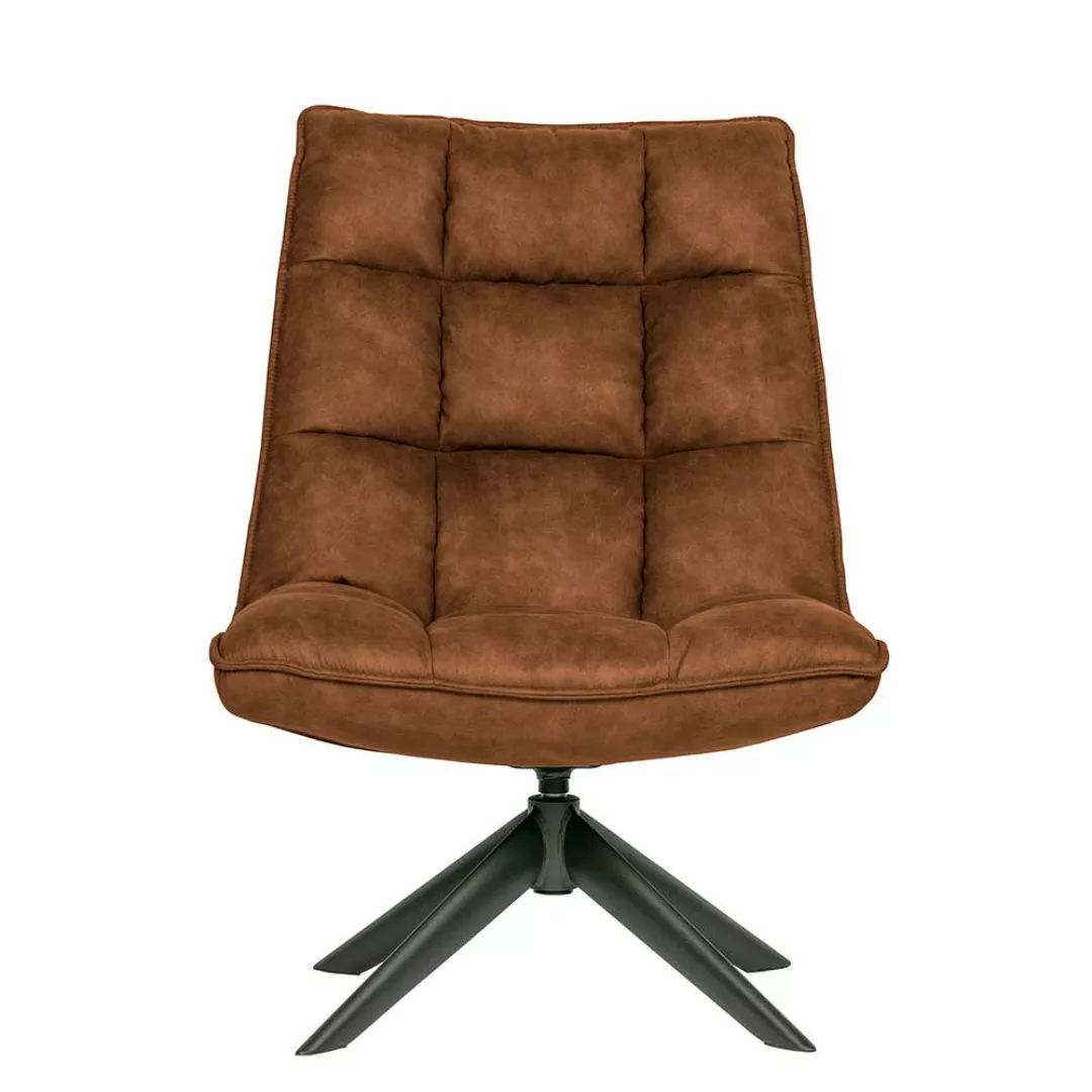 Drehbarer Sessel in Cognac Braun Microfaser Retrostil günstig online kaufen
