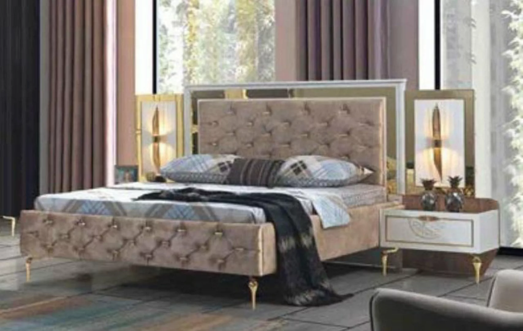 JVmoebel Bett, Chesterfield Bett Polster Design Luxus Doppel Hotel Betten günstig online kaufen