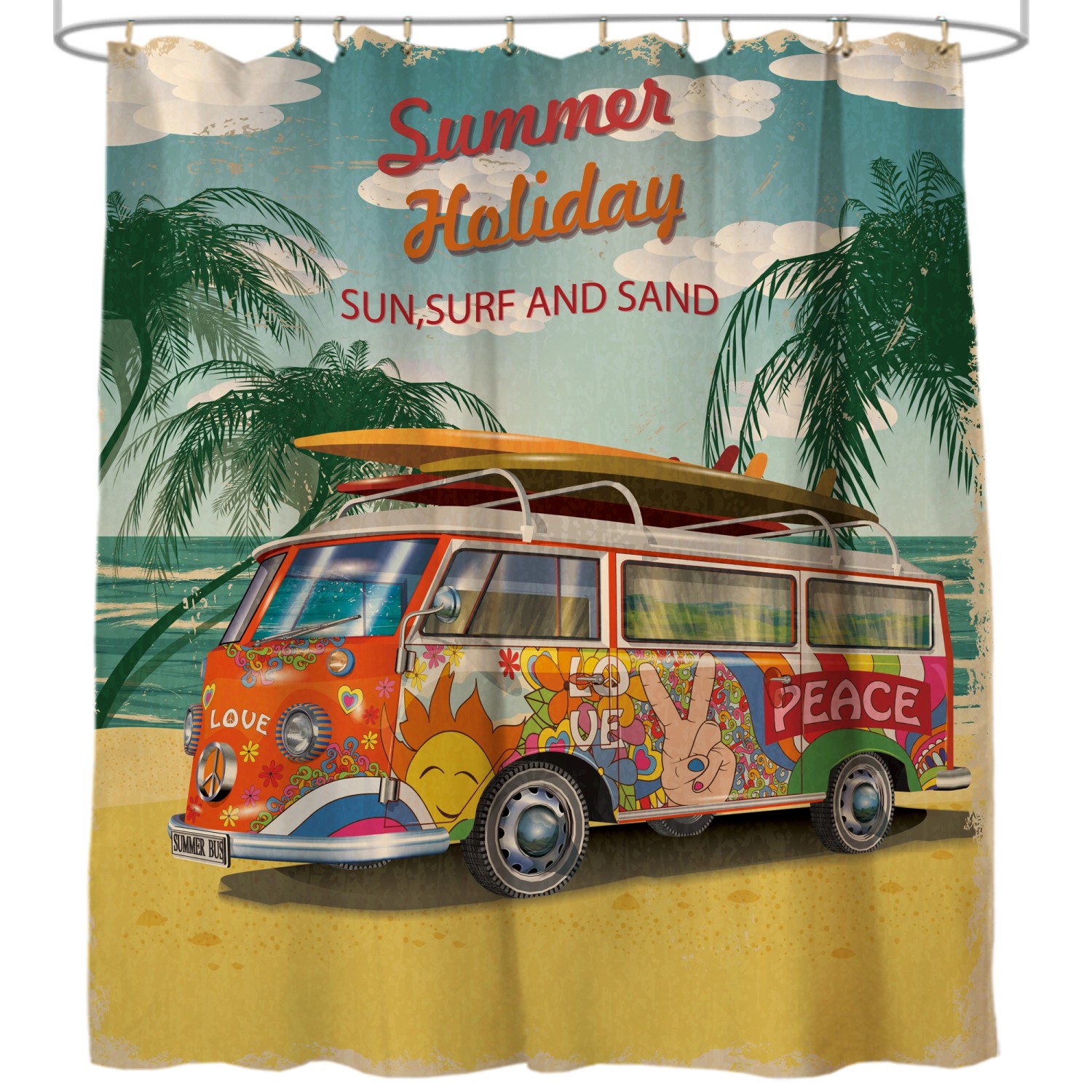 SANILO Duschvorhang Summer Bus 180 x 200 cm günstig online kaufen