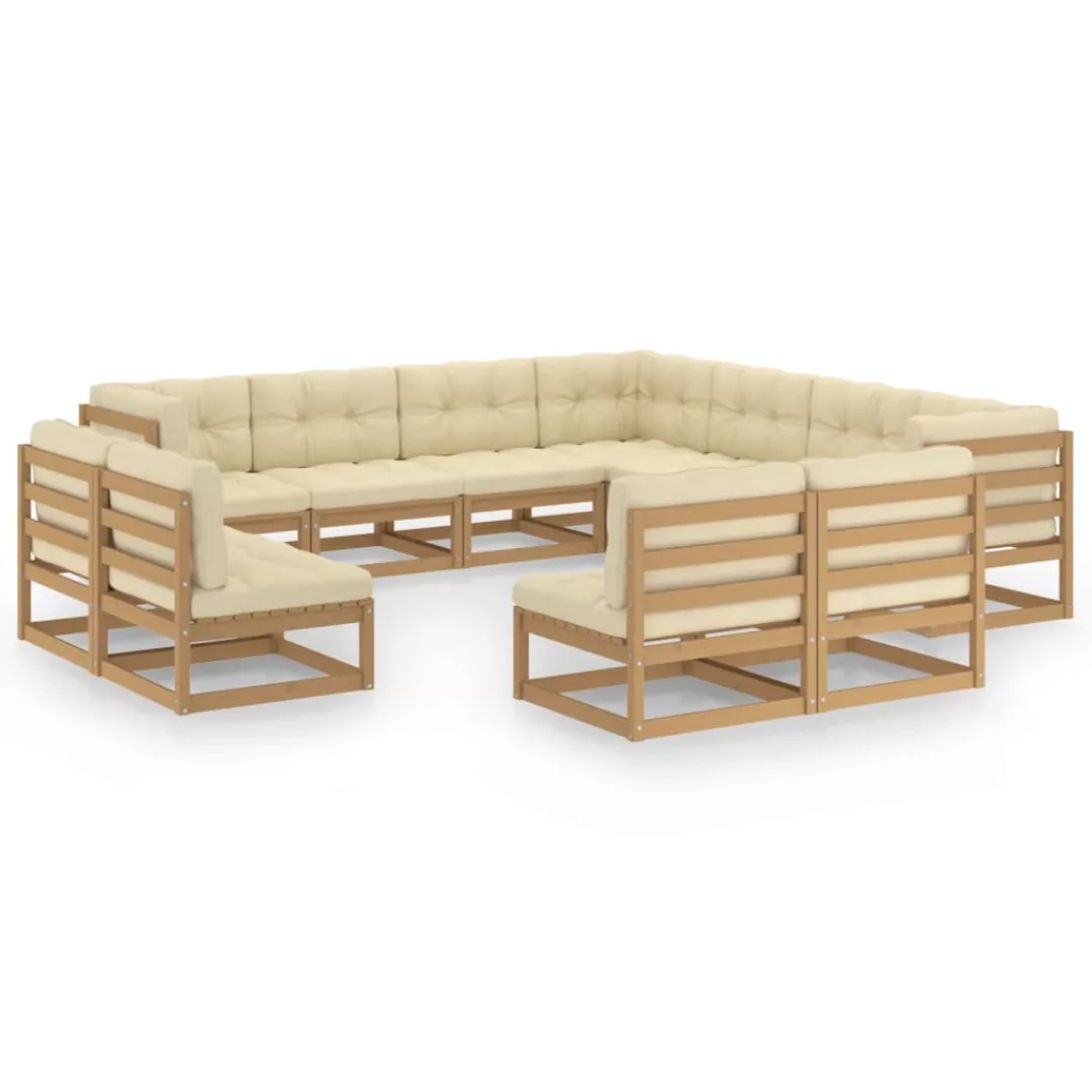 11-tlg. Garten-lounge-set Kissen Honigbraun Kiefer Massivholz günstig online kaufen