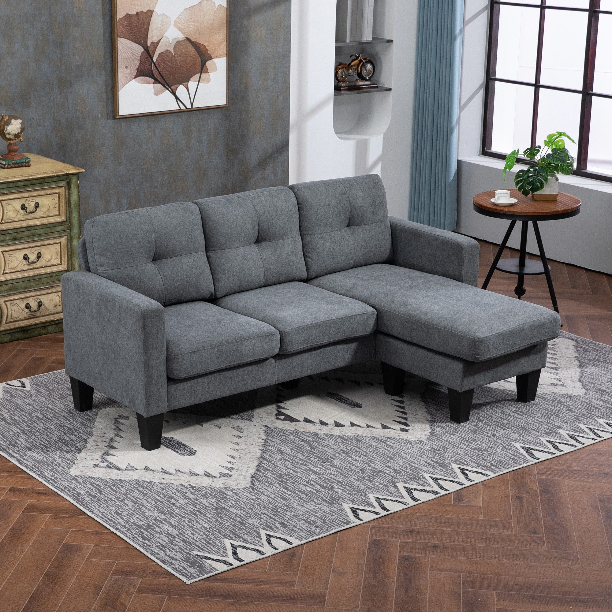 HOMCOM Ecksofa Couch mit Umkehrbarer Chaiselongue, günstig online kaufen
