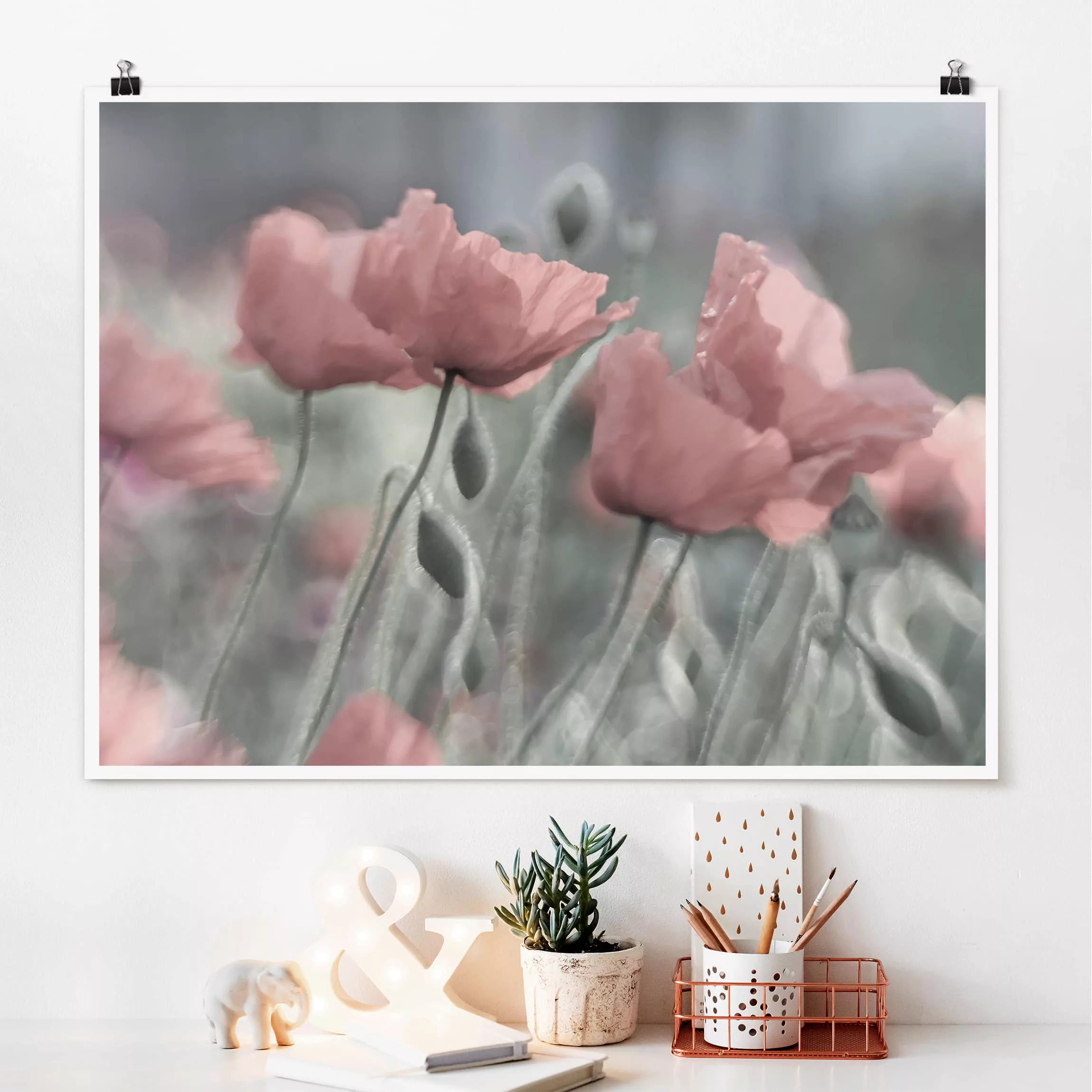 Poster Blumen - Querformat Malerische Mohnblumen günstig online kaufen