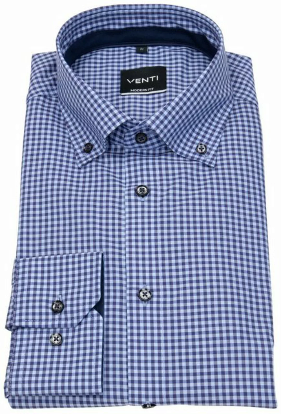 VENTI Karohemd Modern Fit leicht tailliert bügelfrei Button-Down-Kragen günstig online kaufen