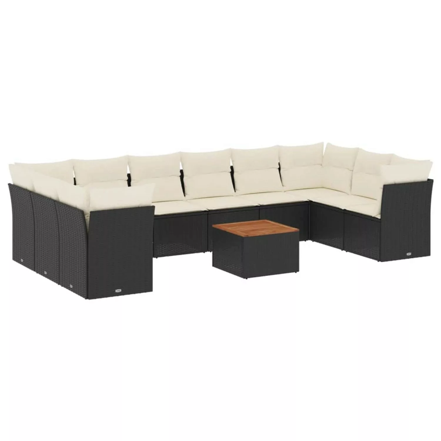 vidaXL 11-tlg Garten-Sofagarnitur mit Kissen Schwarz Poly Rattan Modell 68 günstig online kaufen