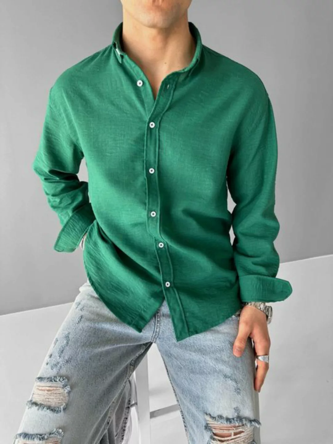 Abluka Oversize-Shirt OVERSIZE UNICOLOR BASIC SHIRT GREEN günstig online kaufen