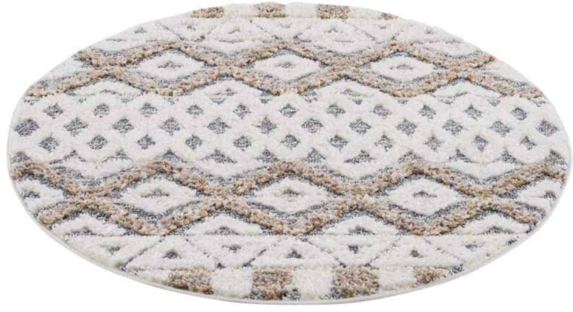 Carpet City Hochflor-Teppich »Focus 3050«, rund, 20 mm Höhe, Boho-Teppich, günstig online kaufen