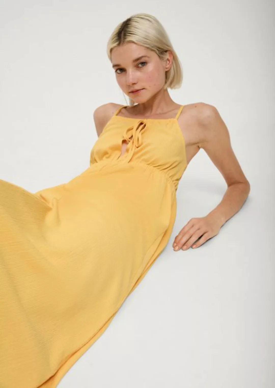 QS Minikleid Strukturiertes Jaquard-Kleid Durchzugkordel günstig online kaufen
