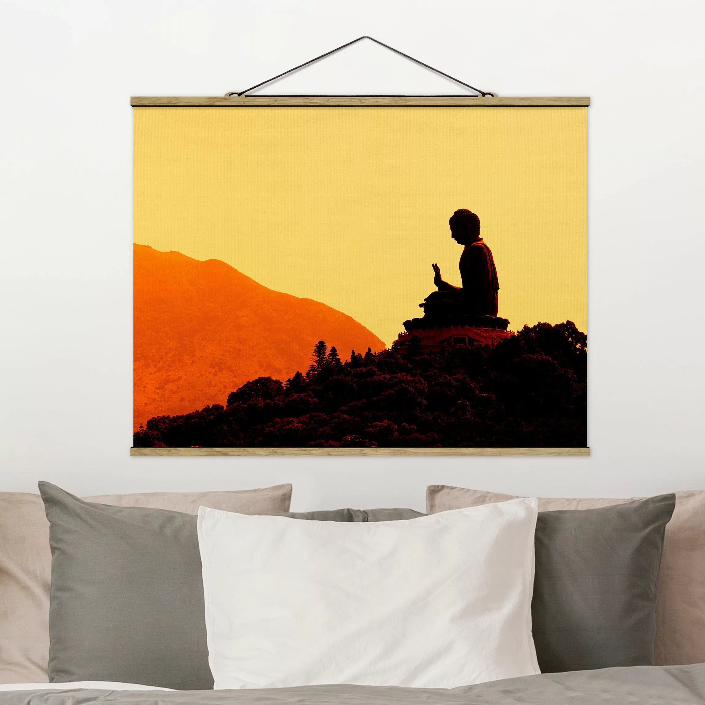 Stoffbild Buddha mit Posterleisten - Querformat Resting Buddha günstig online kaufen