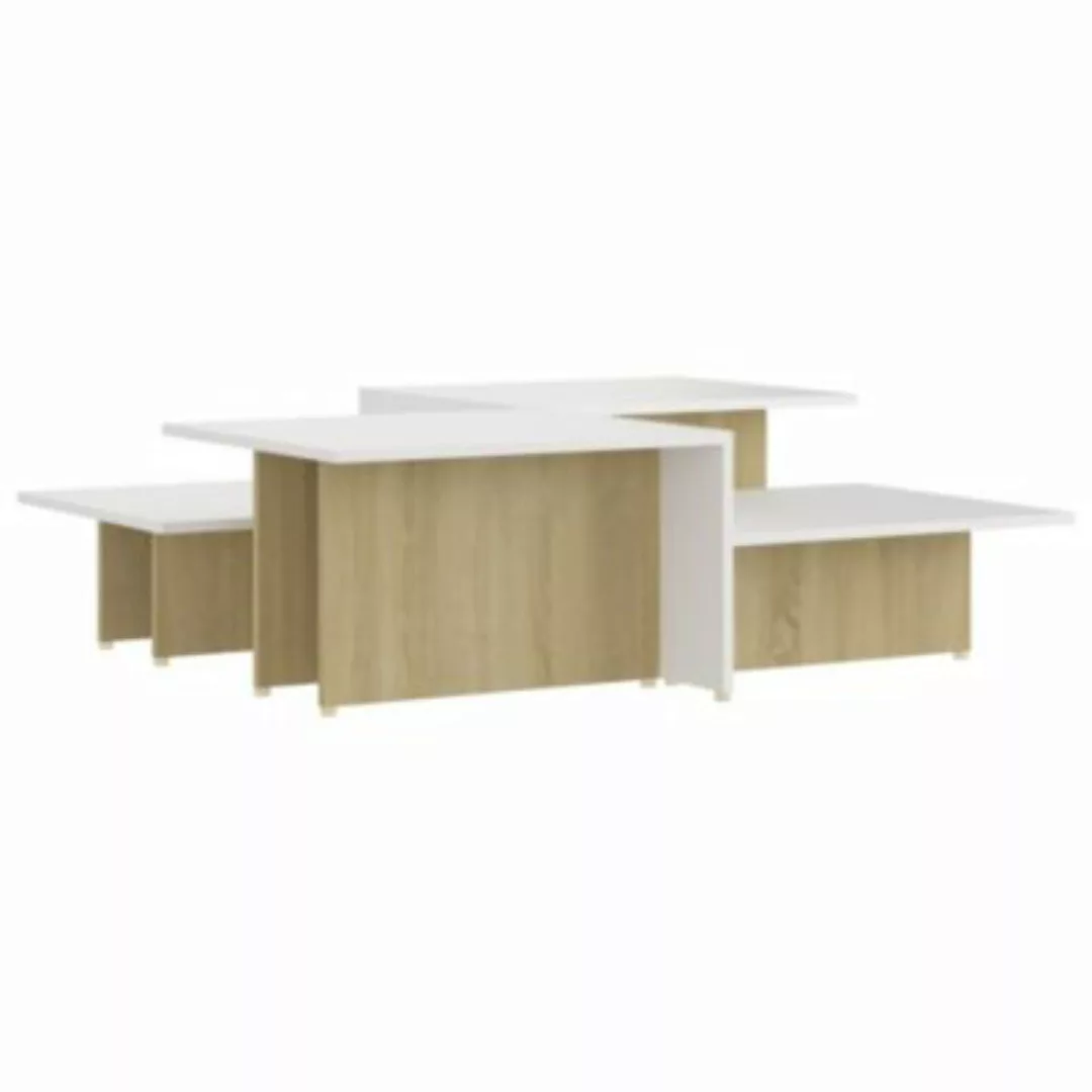 vidaXL Couchtische 2Stk. Sonoma-Eiche Weiß 111,5x50x33cm Holzwerkstoff Couc günstig online kaufen